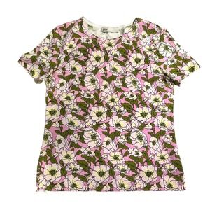 Tory Burch Graphic Floral Multicolor Cotton Crew Neck Short Sleeve T-Shirt XS